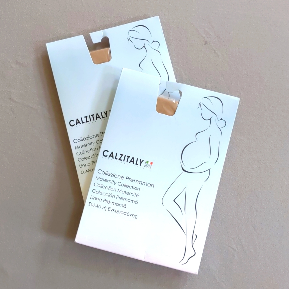 NWT- CalzItaly Maternity Nylons 20Den Color Naturale - 2 Sizes available